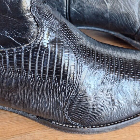 Nocona Vintage Mens 11 Teju Lizard Cowboy Boots Black Leather Western USA main image 15